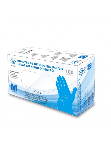 Guantes de Nitrilo Azul Sin Polvo Alba 100 und