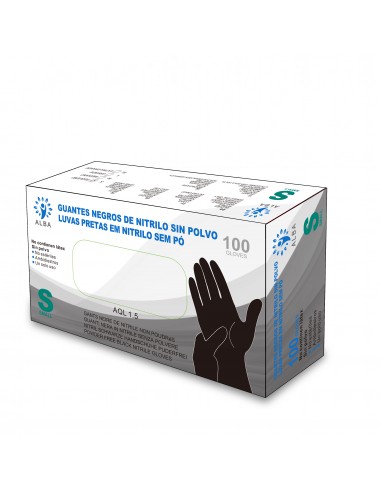 Powder Free Black Nitrile Gloves Alba 100 und