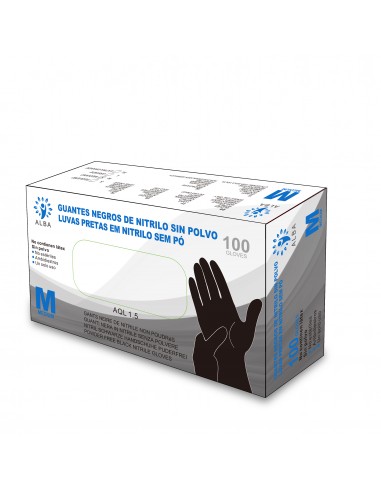 Powder Free Black Nitrile Gloves Alba 100 und