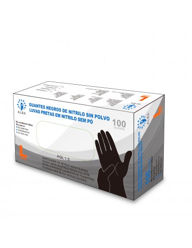 Powder Free Black Nitrile Gloves Alba 100 und