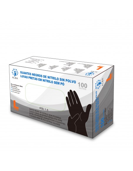 Powder Free Black Nitrile Gloves Alba 100 und