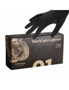 Guantes de Látex Negro Sin polvo Pirahna 100und